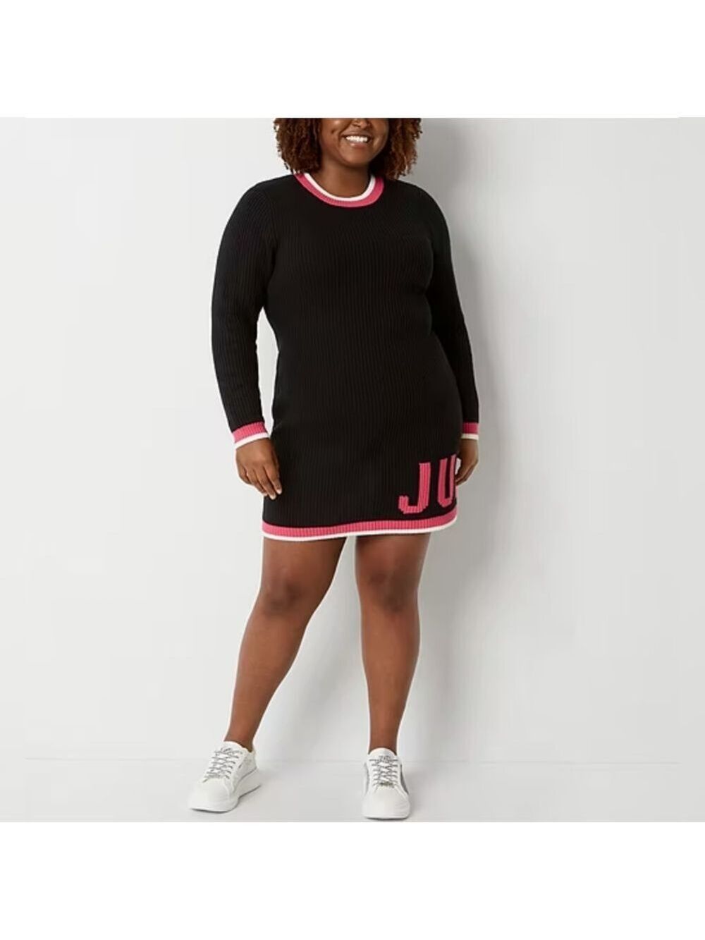 JUICY BY JUICY COUTURE PLUS LONG SLEEVE BODY CON SWEATER DRESS, 1X